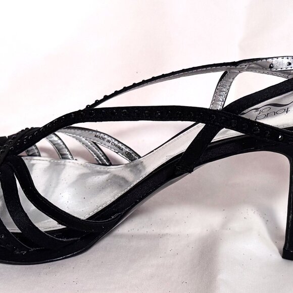 Touch of Nina Heels Strappy Black Rhinestone 9 1/2 M NEW WITHOUT BOX - Picture 3 of 8